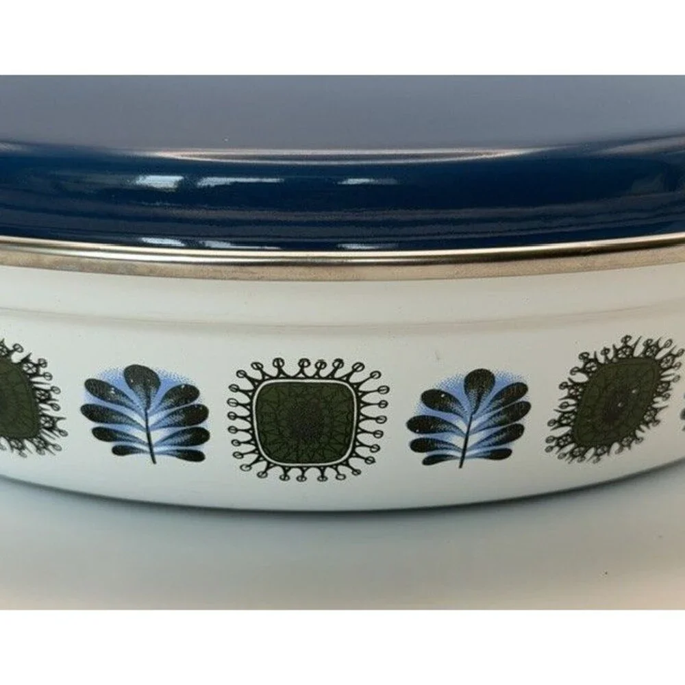 Austria Email Universal 8” Fry Pan Enamel Cookware Blue Green Peacock No Handle